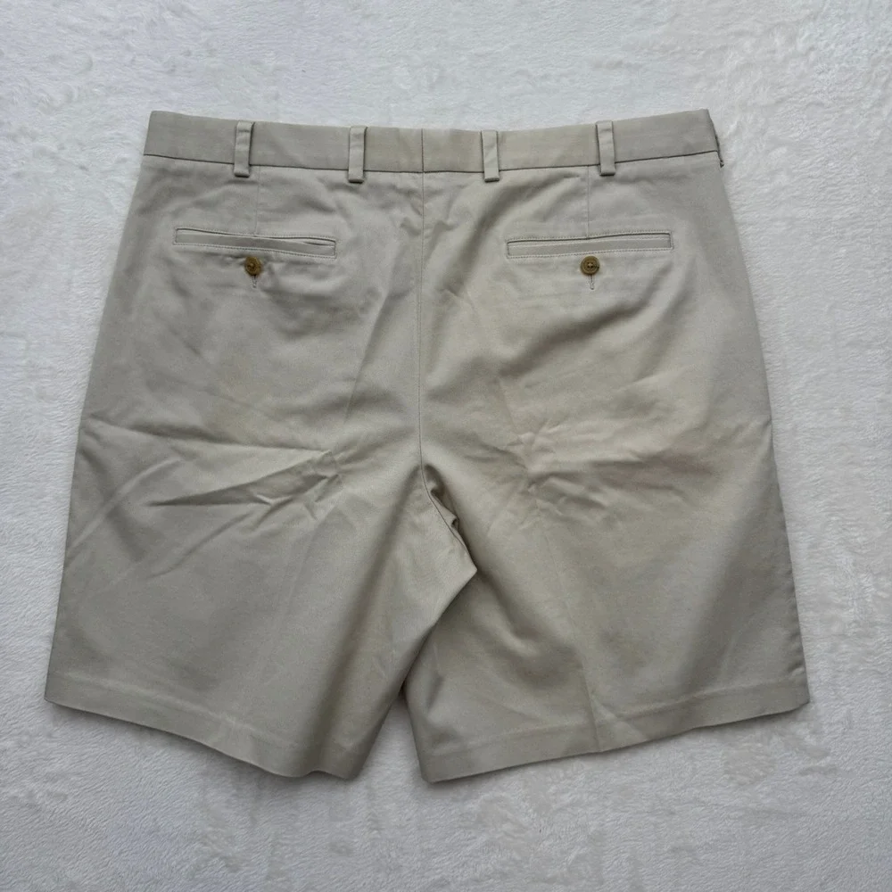 Nordstrom Shorts Mens 38 Tan‎ Smartcare Pleated Chino Wrinkle-Free Cotton Blend